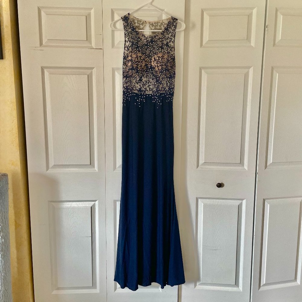 Navy Blue, Halter-Style Prom Dress/Gown